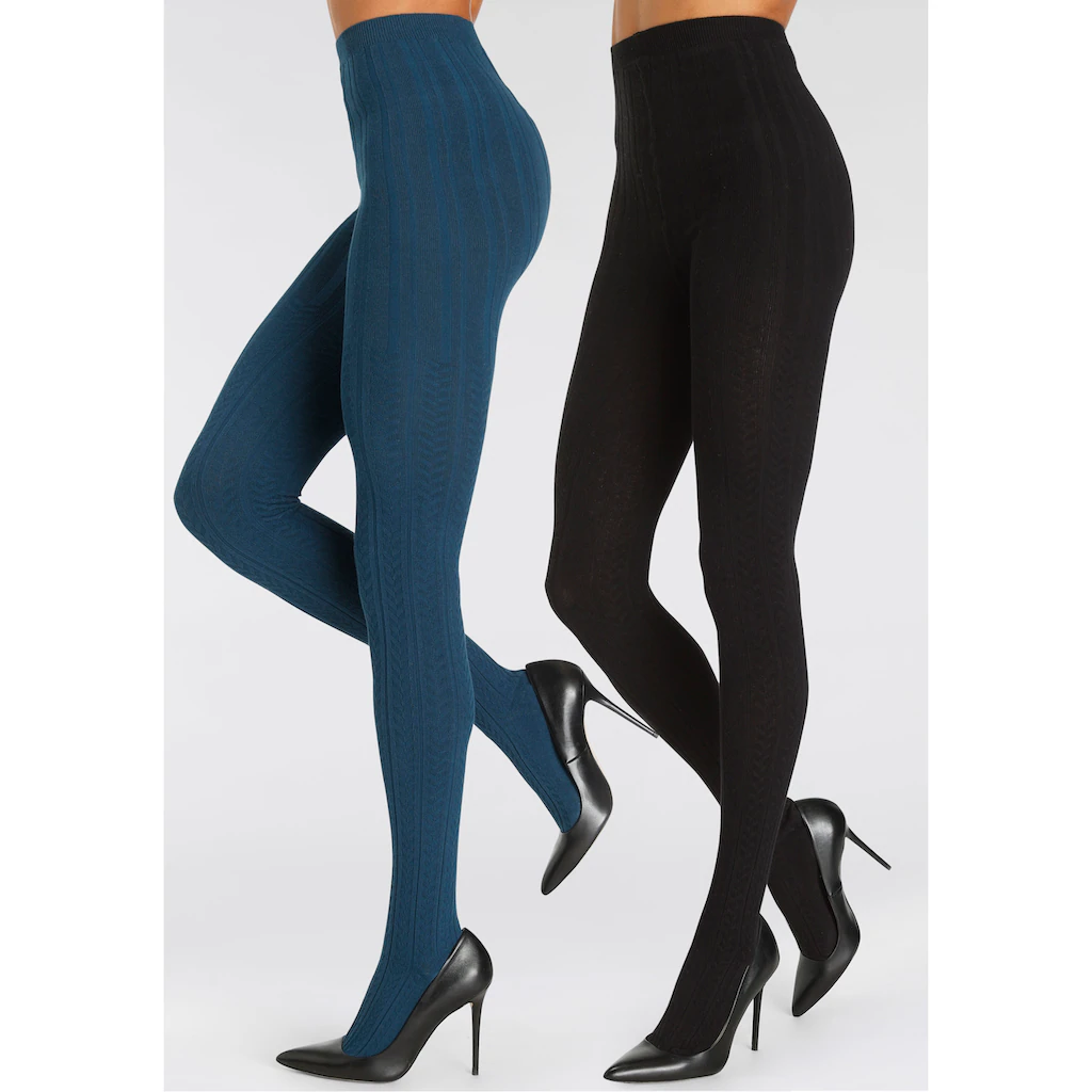 LASCANA Strickstrumpfhose (2 St.) Mit Zopfmuster ▷ Für