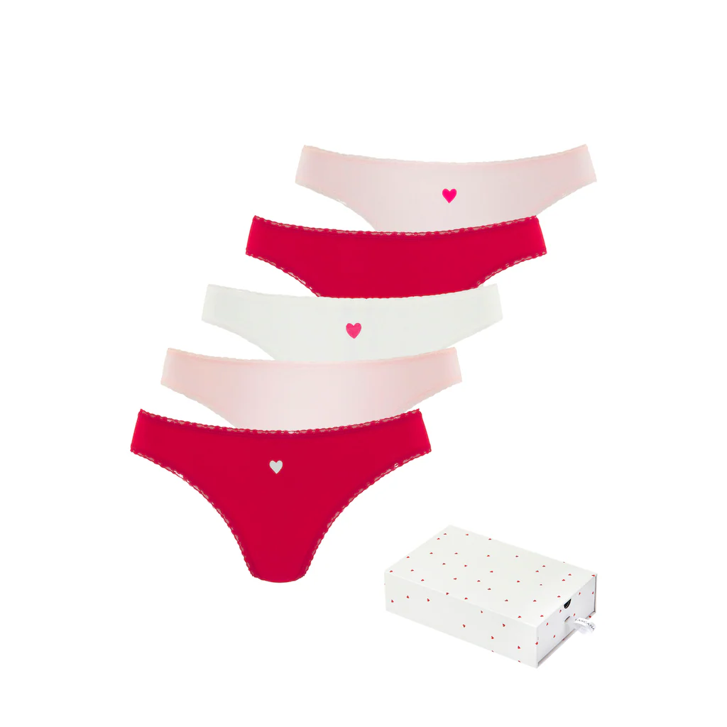 LASCANA String (5er-Pack) mit süßen Herzchen-Prints und aus elastischer Baumwoll-Qualität kaufen