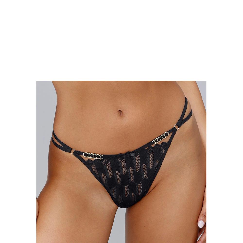 LASCANA String mit graphischer Spitze und Metallaccessoires ▷ für