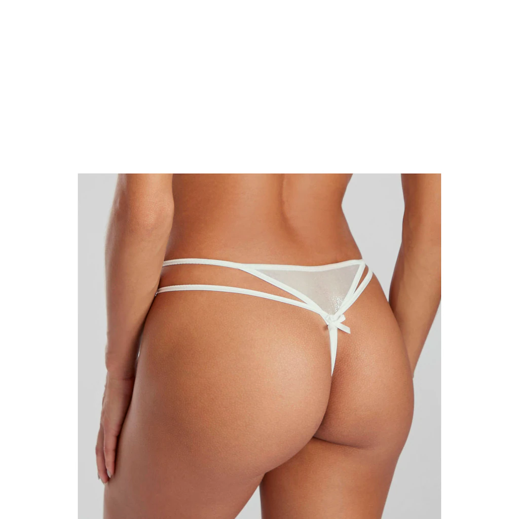 LASCANA String Mit Schimmernder Spitze Und Aufregender Bänder-Optik Online Bestellen