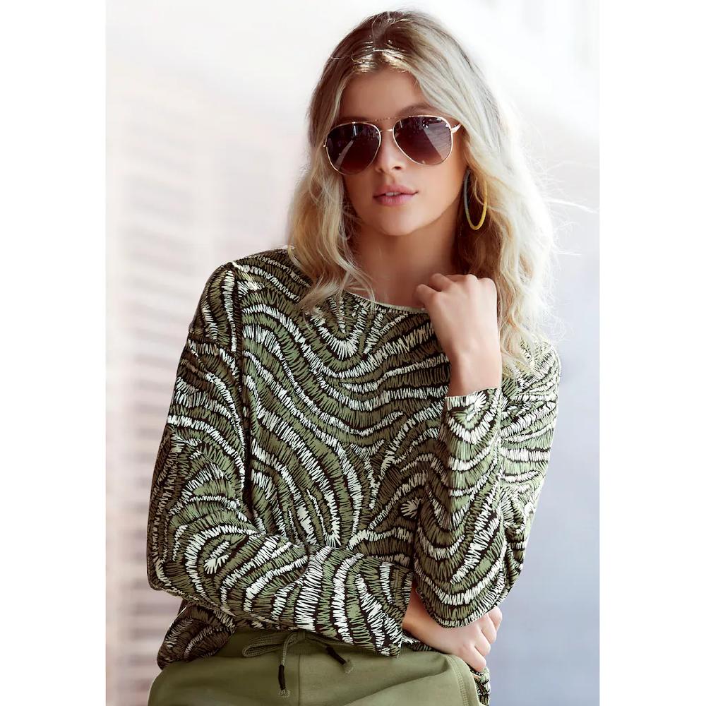 LASCANA Sweatshirt mit Statement Druck Loungeanzug