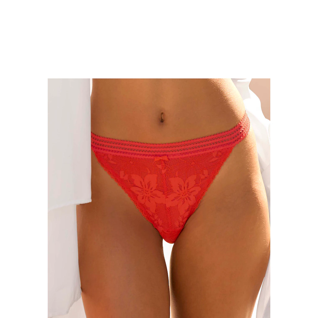 LASCANA Tanga aus floraler Jacquardspitze ▷ für