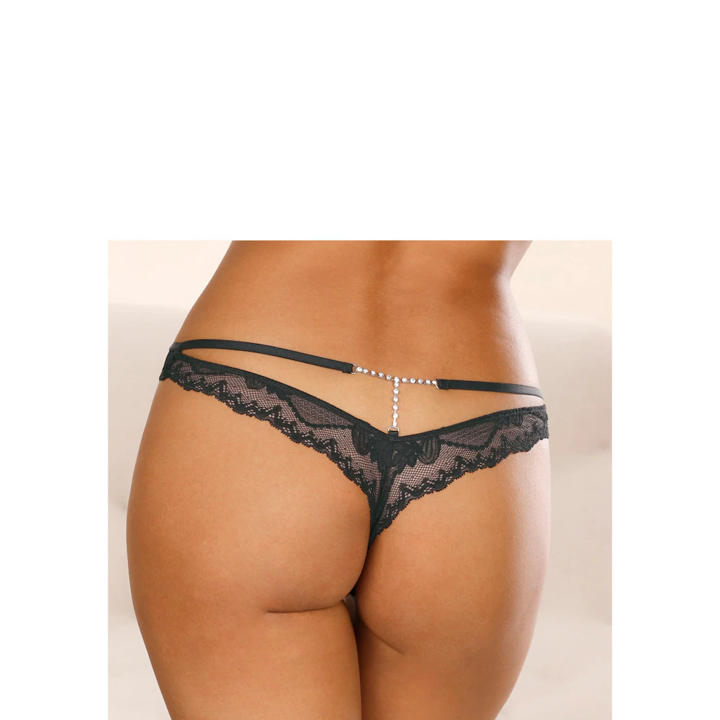 LASCANA Tanga »Dalia« Mit Feinen Strasssteinchen Und Spitze Kaufen