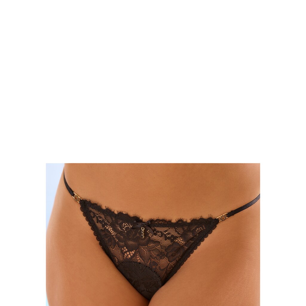 LASCANA Tanga mit feiner Satinschleife und extravaganten Strassaccessoires kaufen