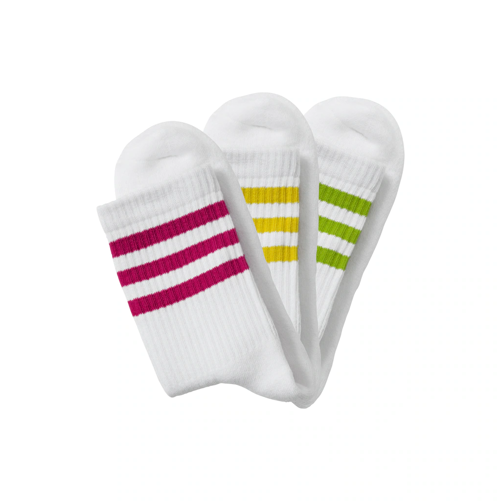 LASCANA Tennissocken (Packung 3 Paar) Mit Farbigen Ringeln Am Bündchen
