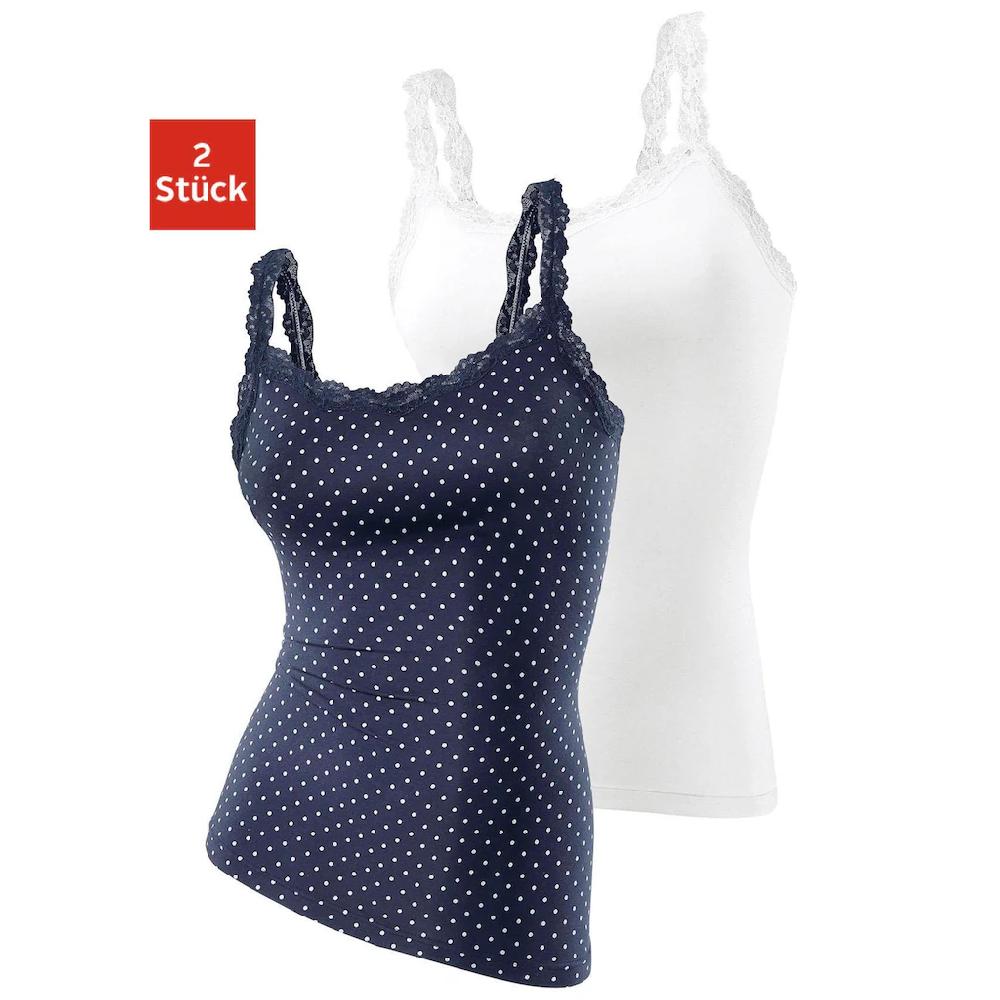 LASCANA Unterhemd (2er-Pack) mit zarter Spitze Unterziehshirt Spaghettiträger-Top ▷ für