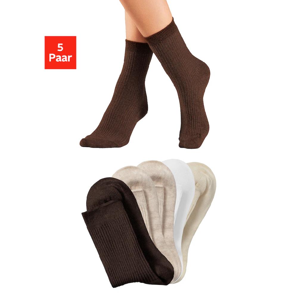 Lavana Basicsocken (Packung 5 Paar) Mit Feiner Rippe