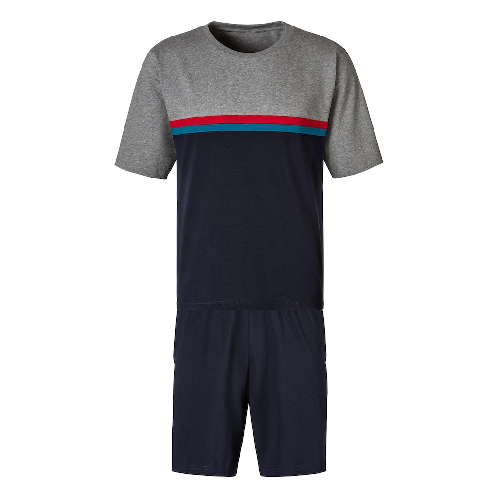 Le Jogger® Pyjama (2 Tlg. 1 Stück) Schlafanzug Mit Colorblock