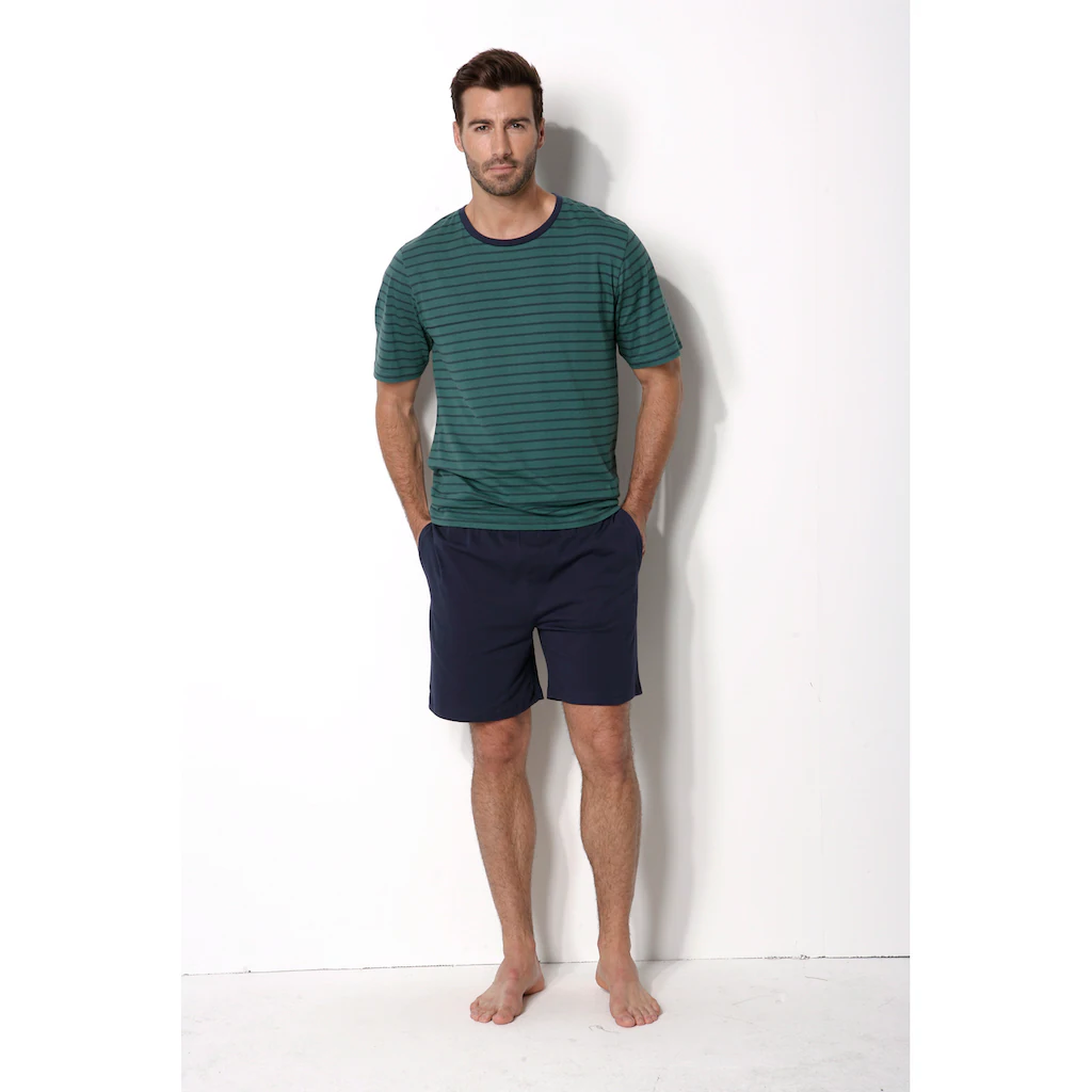 Le Jogger® Pyjama (4 Tlg. 2 Stück) Schlafanzug Im Streifendesign