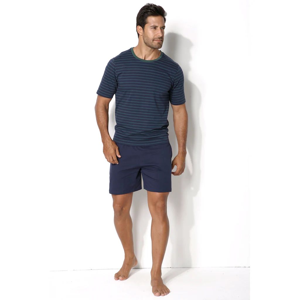 Le Jogger® Pyjama (4 Tlg. 2 Stück) Schlafanzug Im Streifendesign