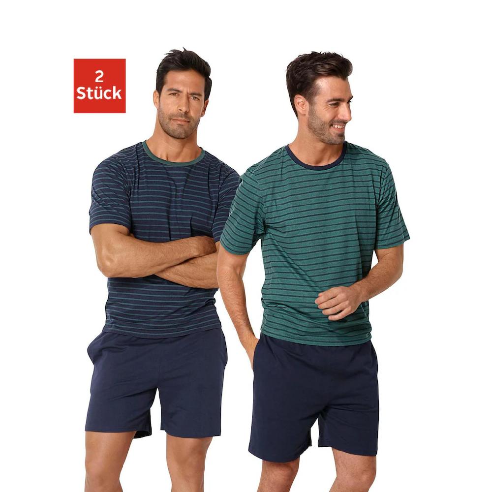 le jogger® Pyjama (4 tlg. 2 Stück) Schlafanzug im Streifendesign