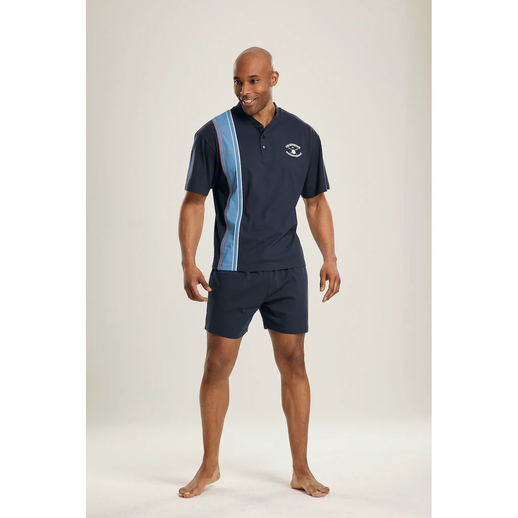 Le Jogger® Pyjama (Packung 4 Tlg. 2 Stück) Kurzer Schlafanzug Mit V-Auschnitt