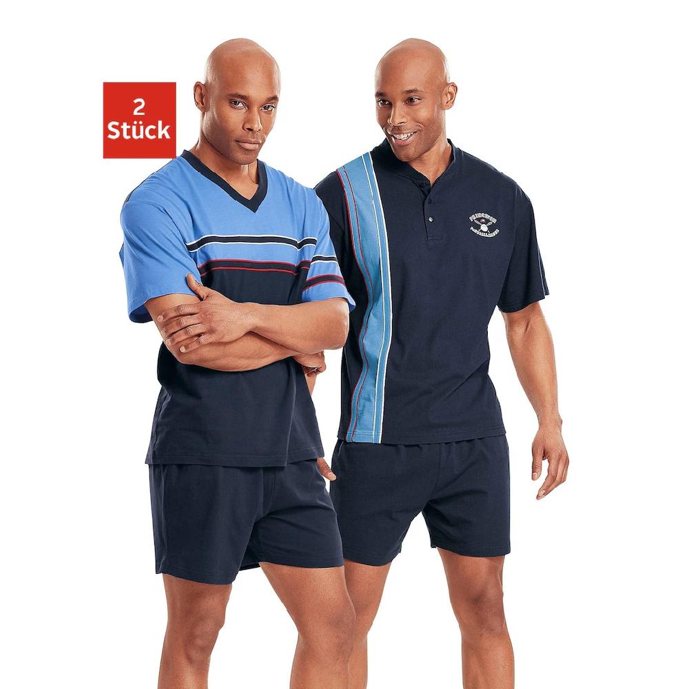 le jogger® Pyjama (Packung 4 tlg. 2 Stück) kurzer Schlafanzug mit V-Auschnitt