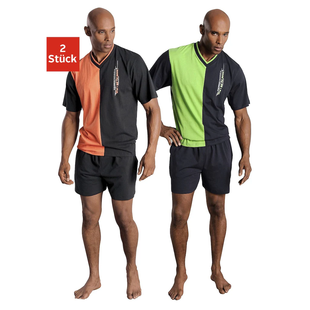 le jogger® Pyjama (Packung 4 tlg. 2 Stück) mit 2-farbigem T-Shirt bestellen