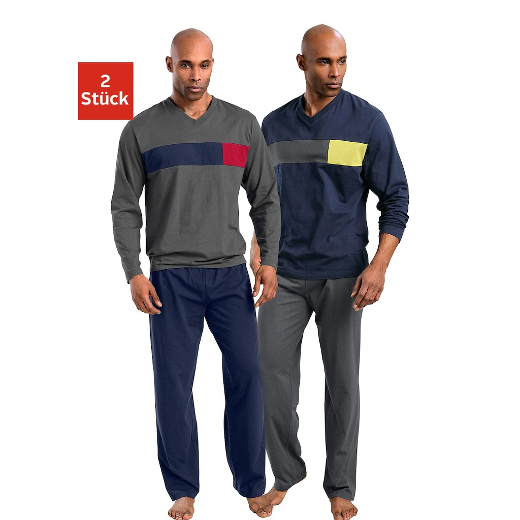 le jogger® Pyjama (Packung 4 tlg. 2 Stück) mit Colourblock-Einsätzen bestellen