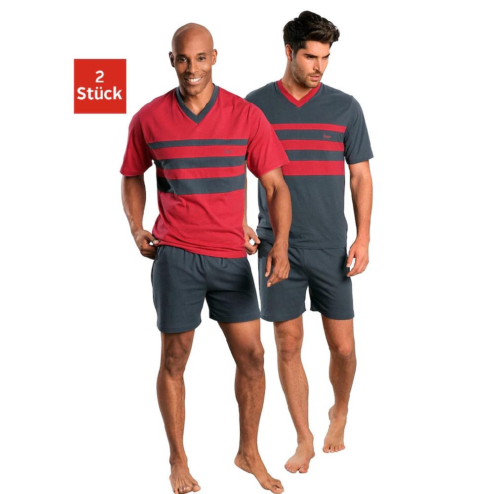 le jogger® Pyjama (Packung 4 tlg. 2 Stück) mit kontrastfarbigen Einsätzen vorn kaufen