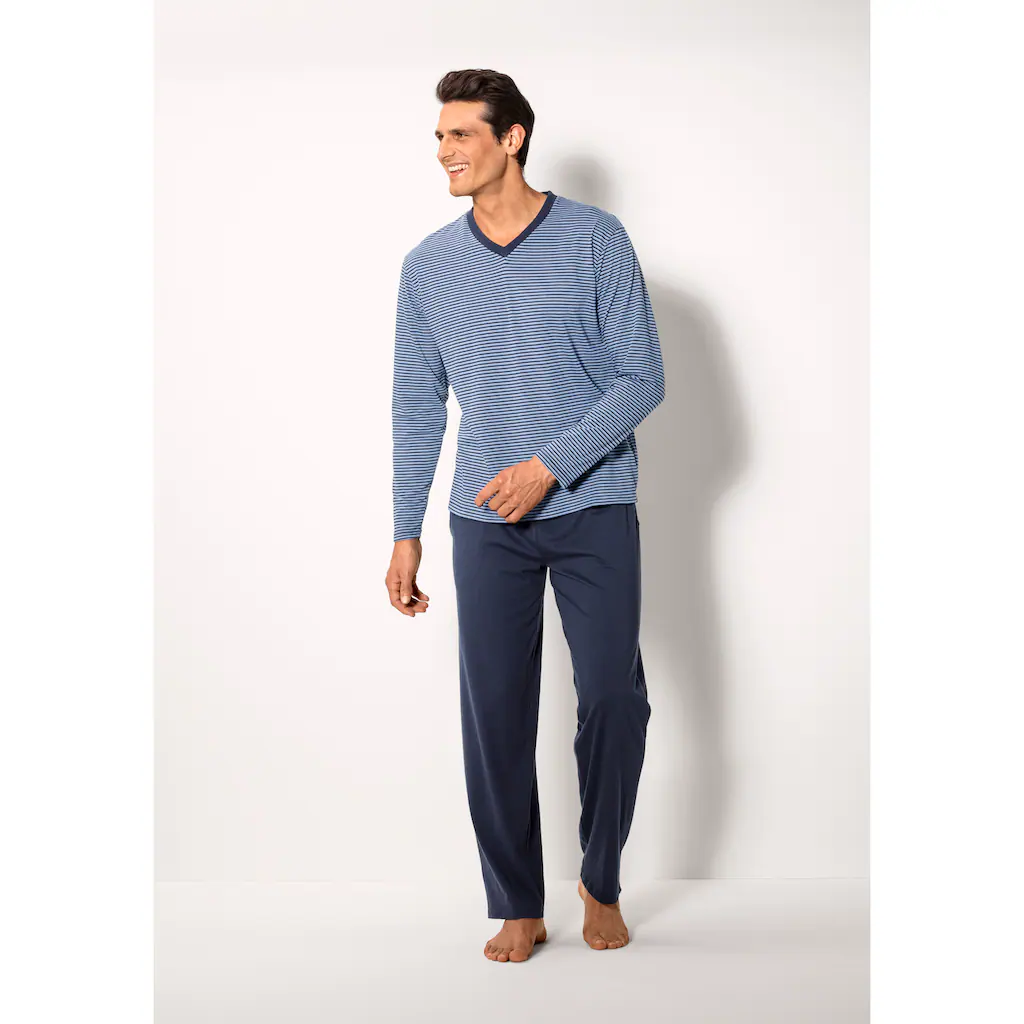 Le Jogger® Pyjama (Packung 4 Tlg. 2 Stück) Schlafanzug Mit Garngefärbten Streifen