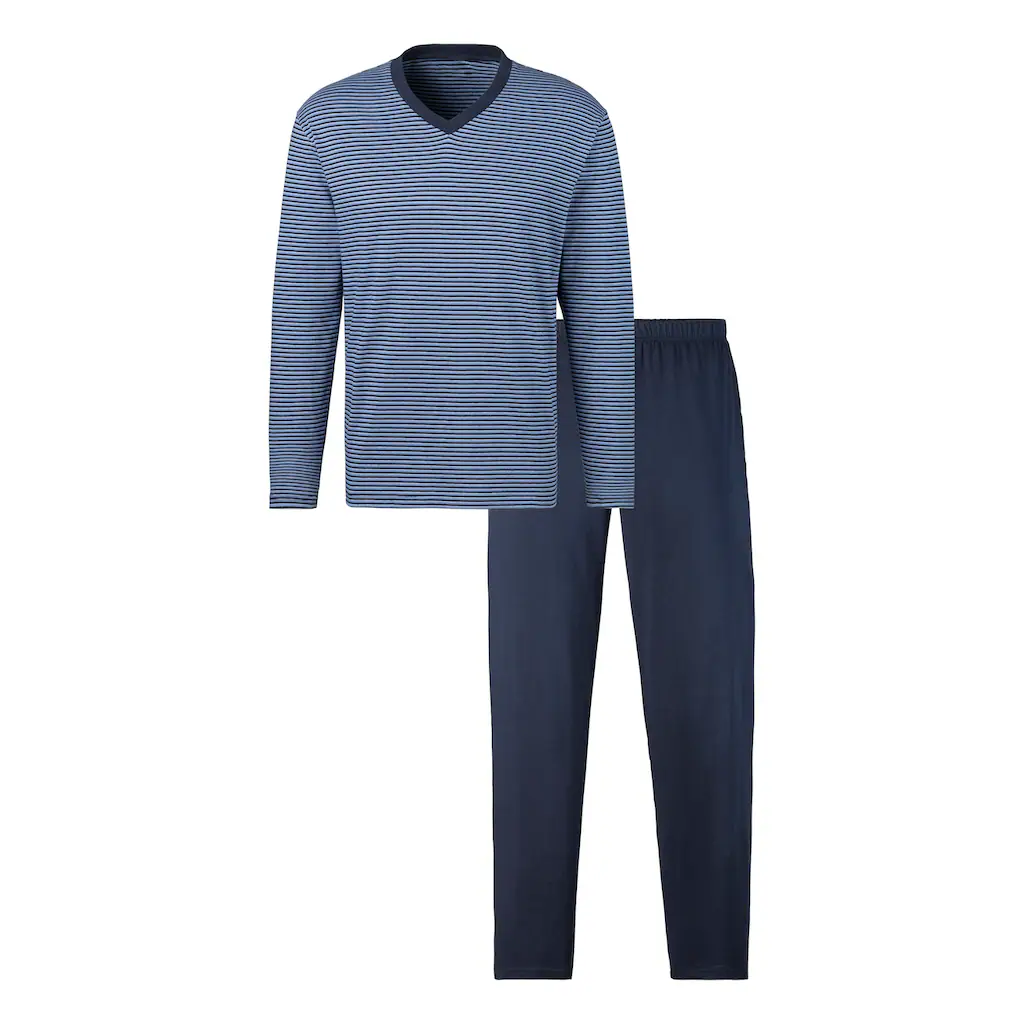 Le Jogger® Pyjama (Packung 4 Tlg. 2 Stück) Schlafanzug Mit Garngefärbten Streifen