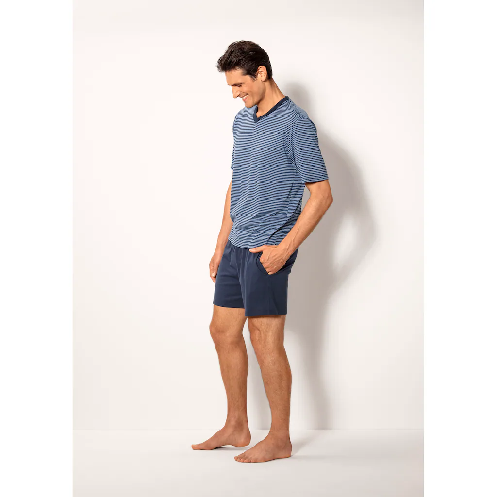 Le Jogger® Pyjama (Packung 4 Tlg. 2 Stück) Schlafanzug Mit Garngefärbtem Streifen