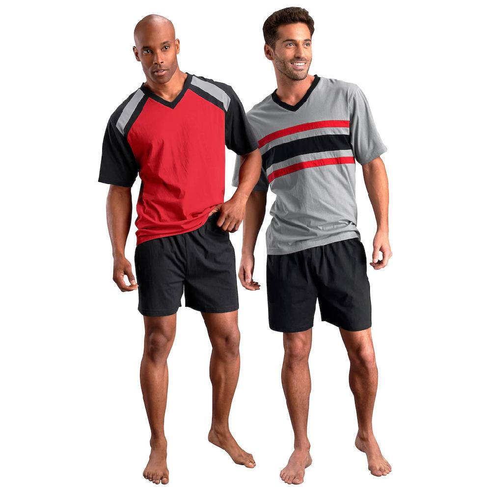 Le Jogger® Pyjama (Packung 4 Tlg. 2 Stück) Schlafanzug Mit Kontrastfarbigen Einsätzen