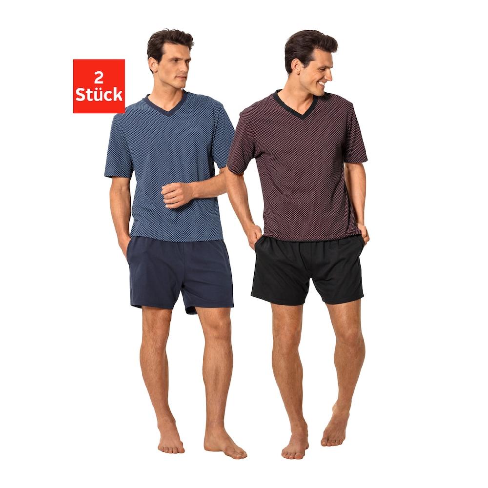le jogger® Pyjama (Packung 4 tlg. 2 Stück) Schlafanzug mit Allovermuster