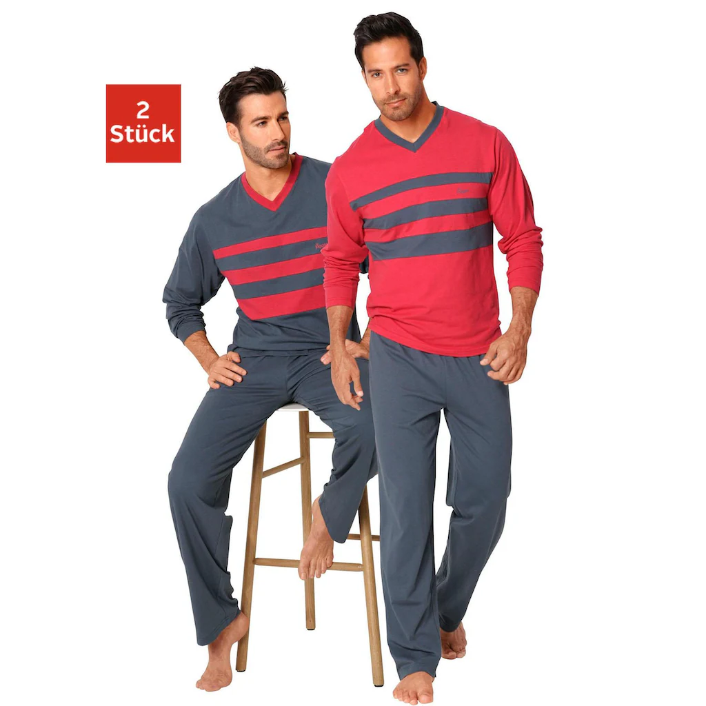 le jogger® Pyjama »Schlafanzug für Herren« (Packung 4 tlg. 2 Stück) aus 100% Baumwolle kaufen