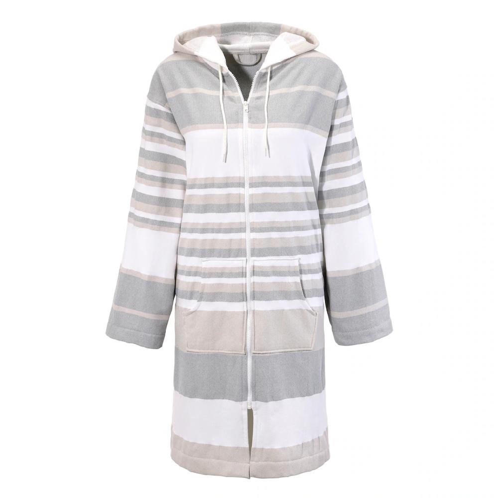 my home Bademantel »Melli ideal für Sauna & Spa Hotelbademantel Morgenmantel« (1 St.) Damenbademantel Baumwolle Polyester gestreift