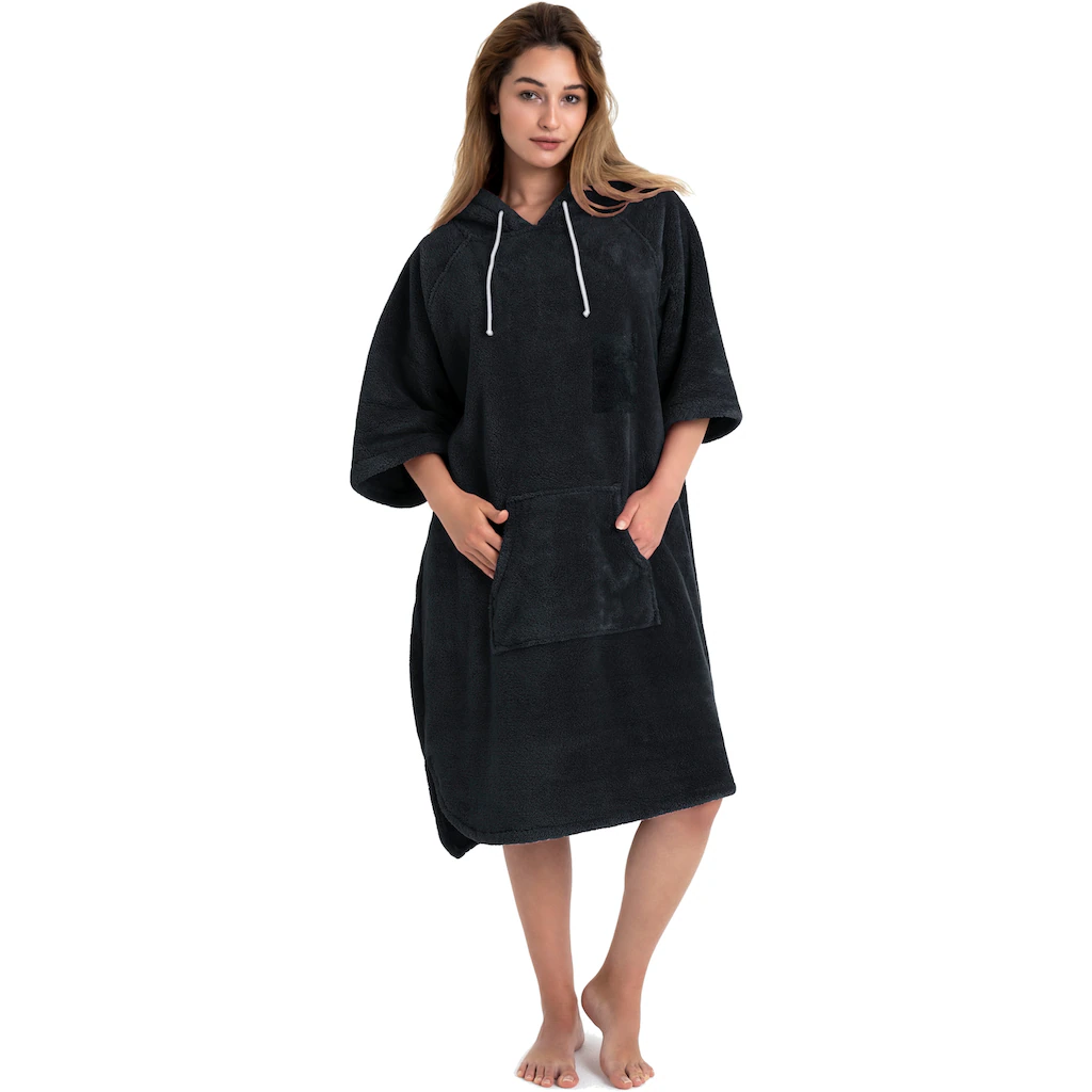 my home Badeponcho »Lillou ideal für Sauna Spa & im Urlaub« (1 St.) weich und kuschelig Fleece Unisex für Damen und Herren Surfponcho