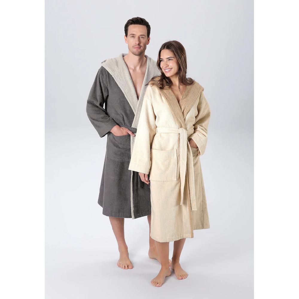 my home Unisex-Bademantel »Anna ideal für Sauna & Spa Hotelbademantel Morgenmantel« (1 St.) für Damen & Herren mit Taschen S-5XL zweifarbig