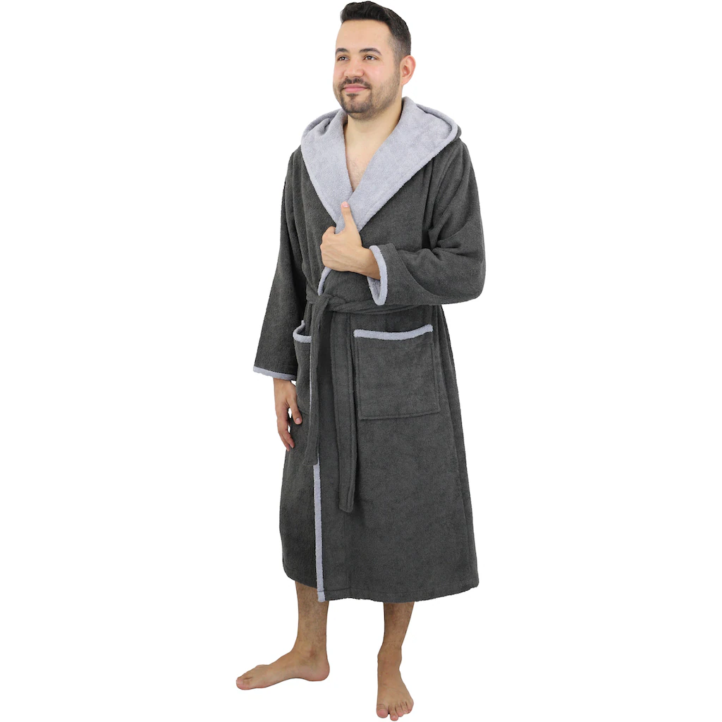my home Unisex-Bademantel »Condes ideal für Sauna & Spa Hotelbademantel Morgenmantel« (1 St.) Damen und Herren Bademantel Doubleface Optik XS-3XL