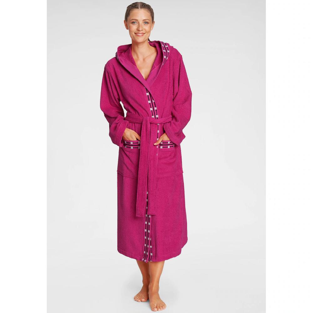 my home Unisex-Bademantel »Jonnie ideal für Sauna & Spa Hotelbademantel Morgenmantel« (1 St.) für Damen & Herren mit gemusterter Bordüre lang S-3XL