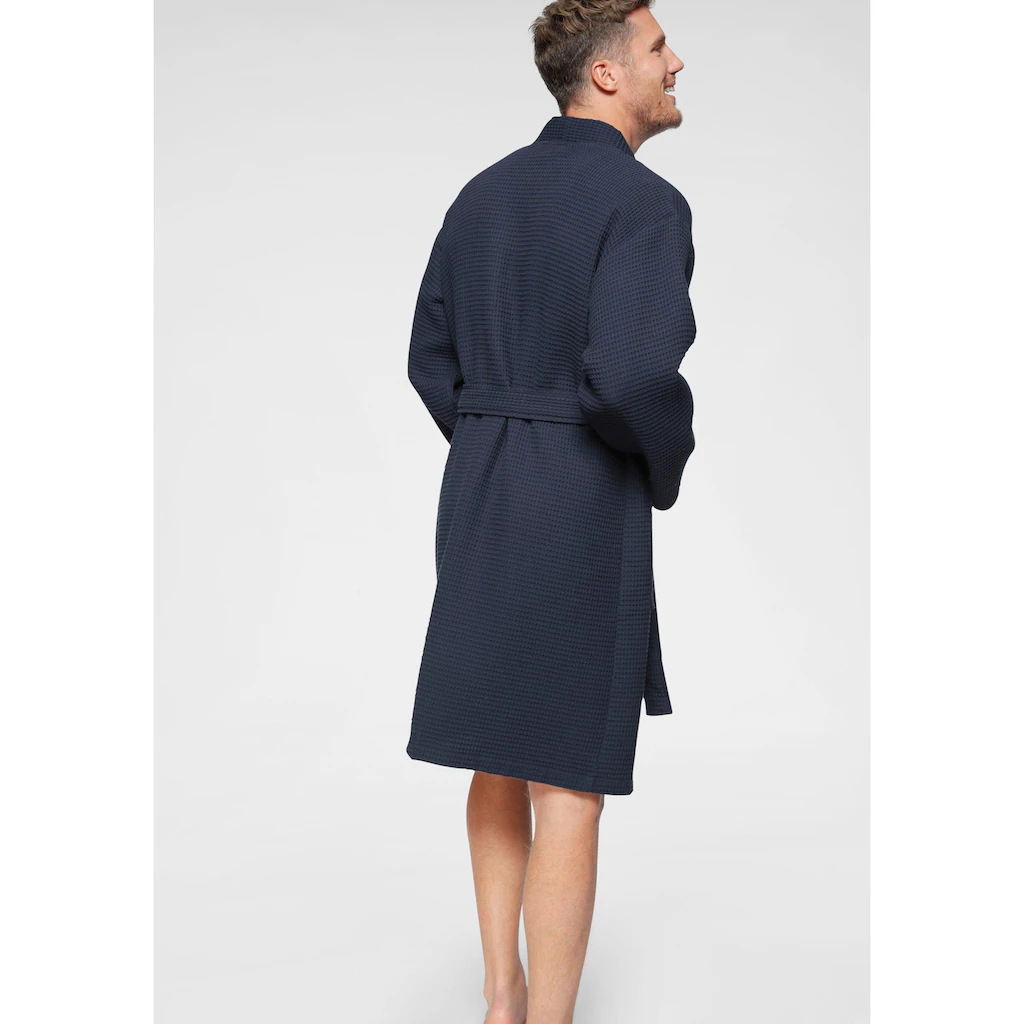 My Home Unisex-Bademantel »Nora Ideal Für Sauna & Spa Hotelbademantel Morgenmantel« (1 St.) Damen & Herren Kimono-Kragen Waffelpiqué Baumwolle Reisebademantel