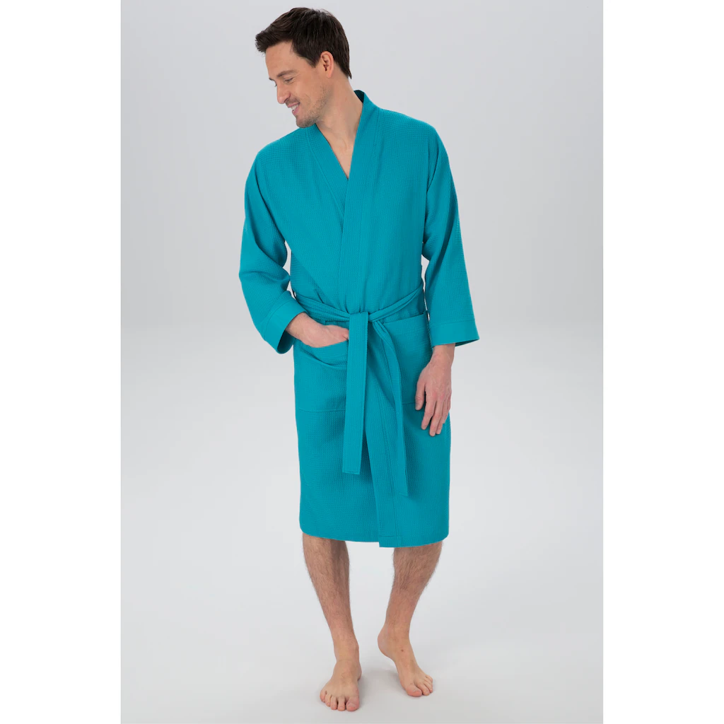 my home Unisex-Bademantel »Vanessa« (1 St.) Taschen Damen & Herren Waffelpiqué leichte Qualität S-3XL im Sale