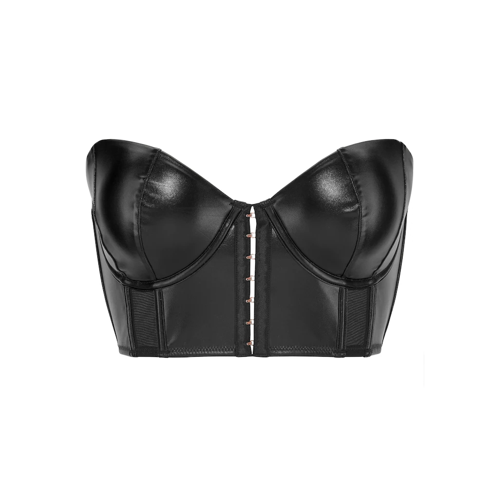 Petite Fleur Gold Corsage Mit Abnehmbaren Trägern Long-BH In Leder-Optik Sexy Dessous Bestellen