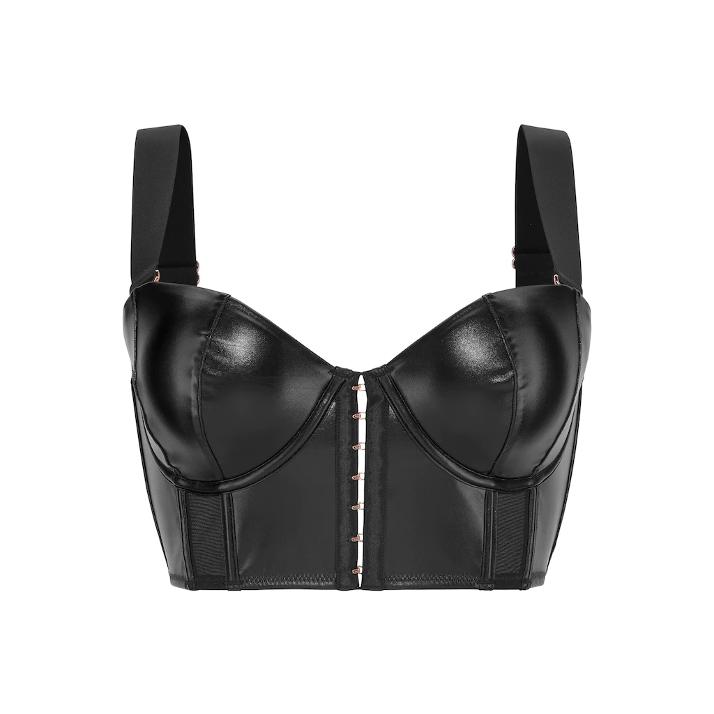 Petite Fleur Gold Corsage Mit Abnehmbaren Trägern Long-BH In Leder-Optik Sexy Dessous Bestellen