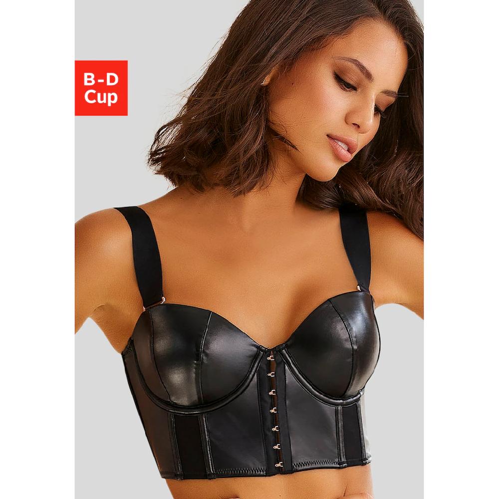 petite fleur gold Corsage mit abnehmbaren Trägern Long-BH in Leder-Optik sexy Dessous bestellen