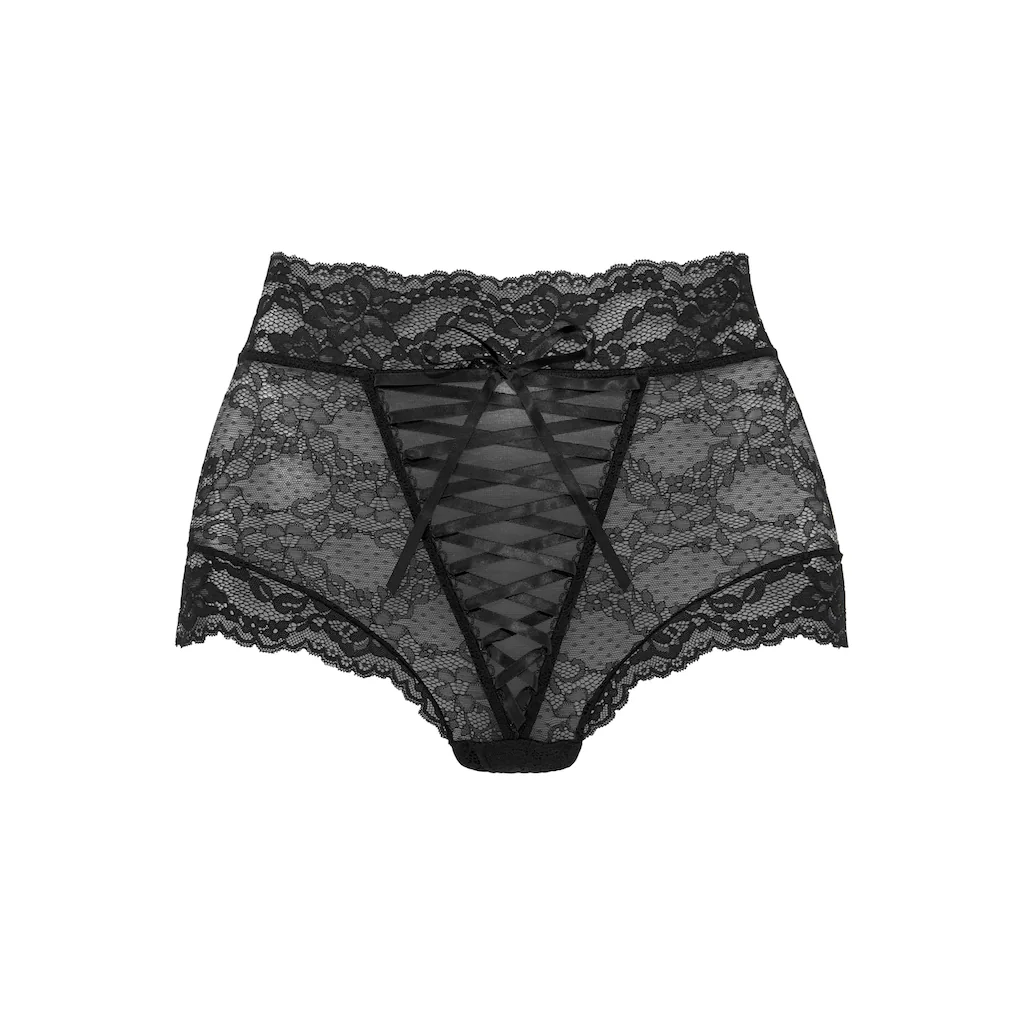 Petite Fleur Gold High-Waist-Slip-Ouvert Mit Extravaganter Schnürung Reizwäsche Sexy Dessous ▷ Für