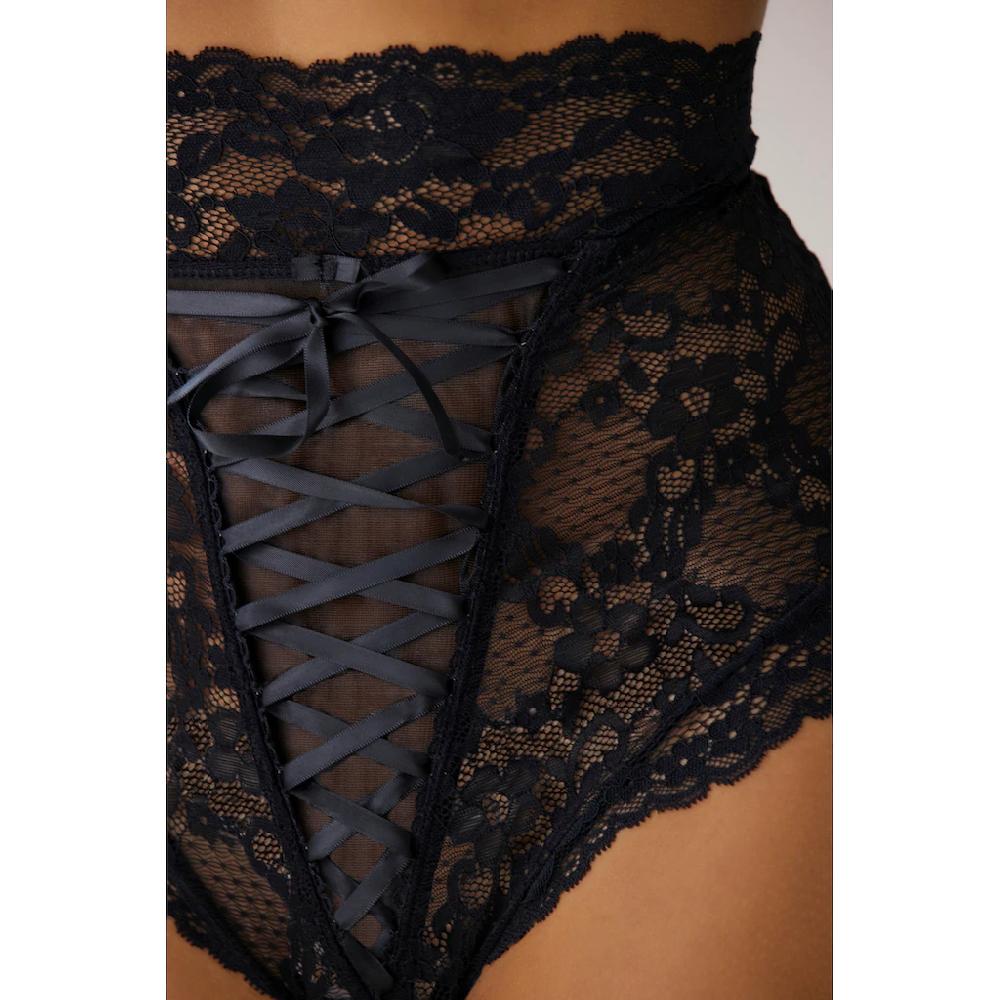 Petite Fleur Gold High-Waist-Slip-Ouvert Mit Extravaganter Schnürung Reizwäsche Sexy Dessous ▷ Für