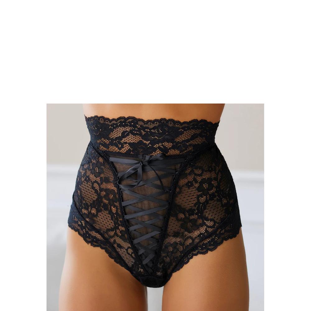 petite fleur gold High-Waist-Slip-Ouvert mit extravaganter Schnürung Reizwäsche sexy Dessous ▷ für