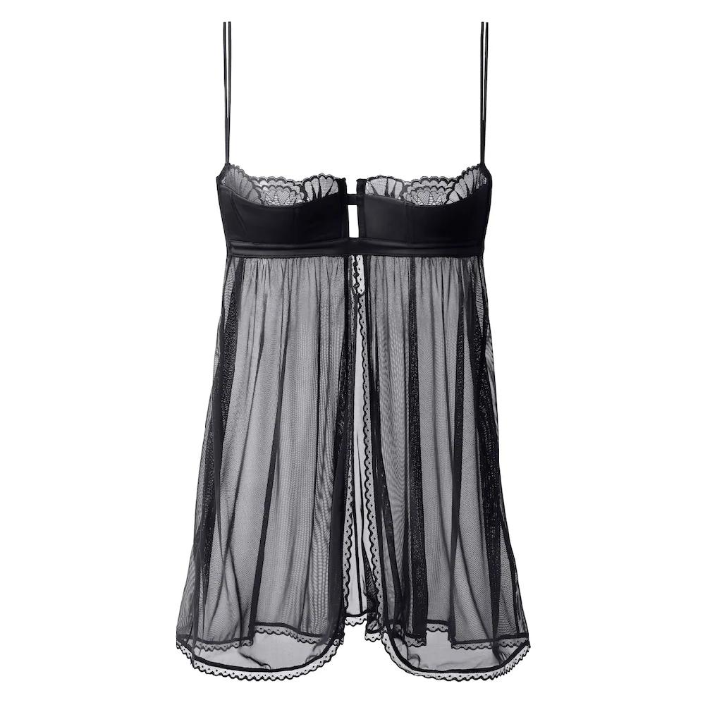 Petite Fleur Gold Negligé Aus Edlem Satin-Material Und Dezent Transparentem Mesh Reizwäsche Bestellen