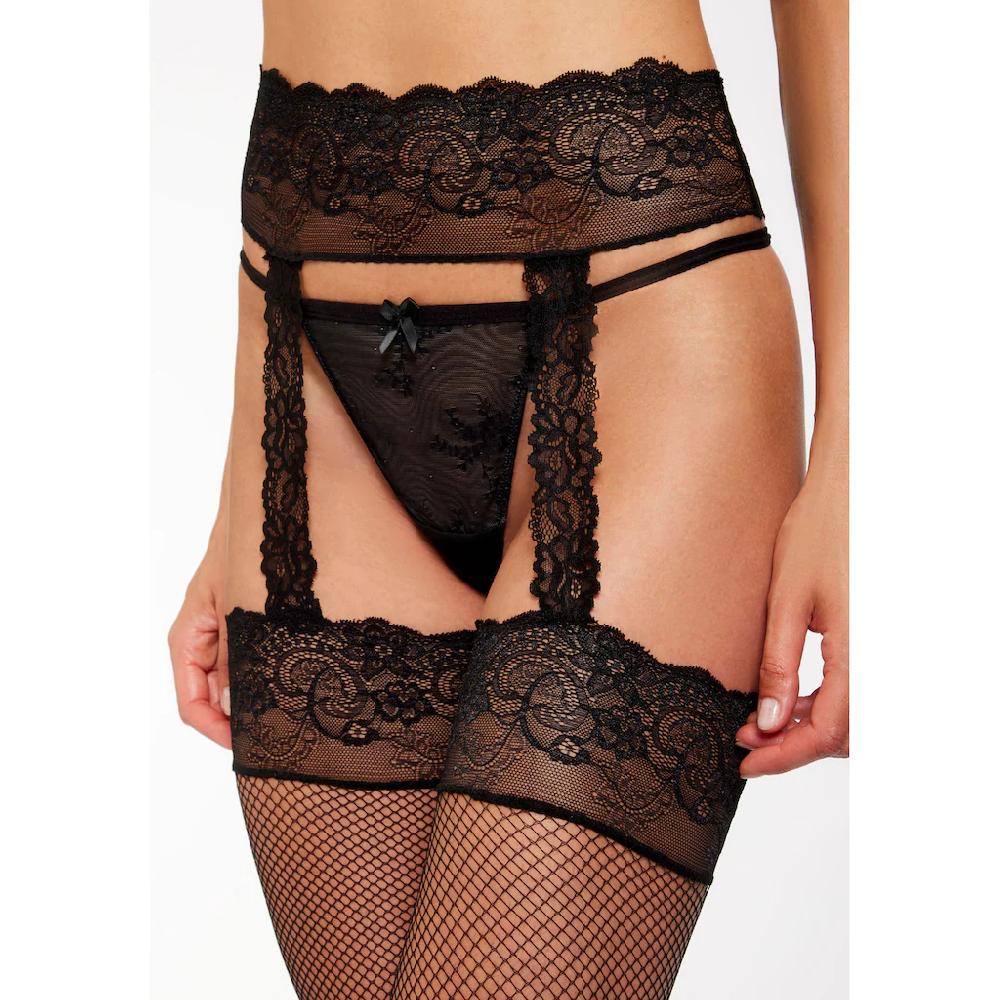 Petite Fleur Gold Overknee-Strumpfhose In Straps-Optik Und Netzstruktur Kaufen