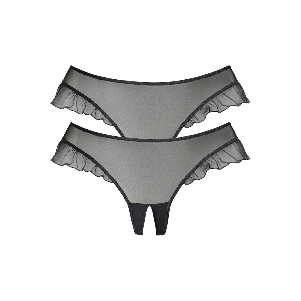 Petite Fleur Gold String-Ouvert (2 St.) Mit Romantischen Rüschen Am Beinausschnitt Bestellen