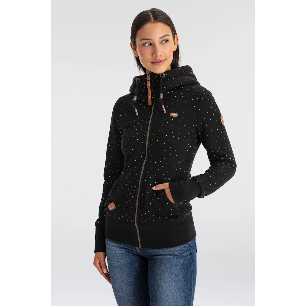 Ragwear Kapuzensweatjacke »NESKA DOTS MULTICOLOR ZIP O« Longsleeve Jacke Im Multicolor-Allover-Dots-Print-Design