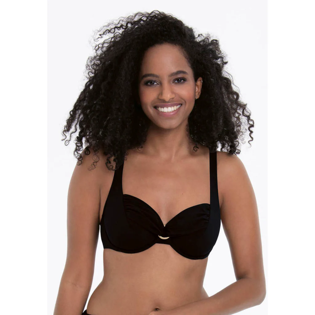Rosa Faia Bügel-Bandeau-Bikini-Top mit schöner Raffung und Zierring vorn online kaufen