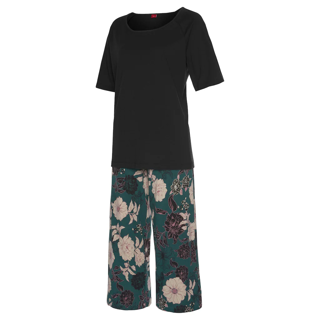 S.Oliver Bodywear Capri-Pyjama Shirt Mit Halblangen Ärmeln