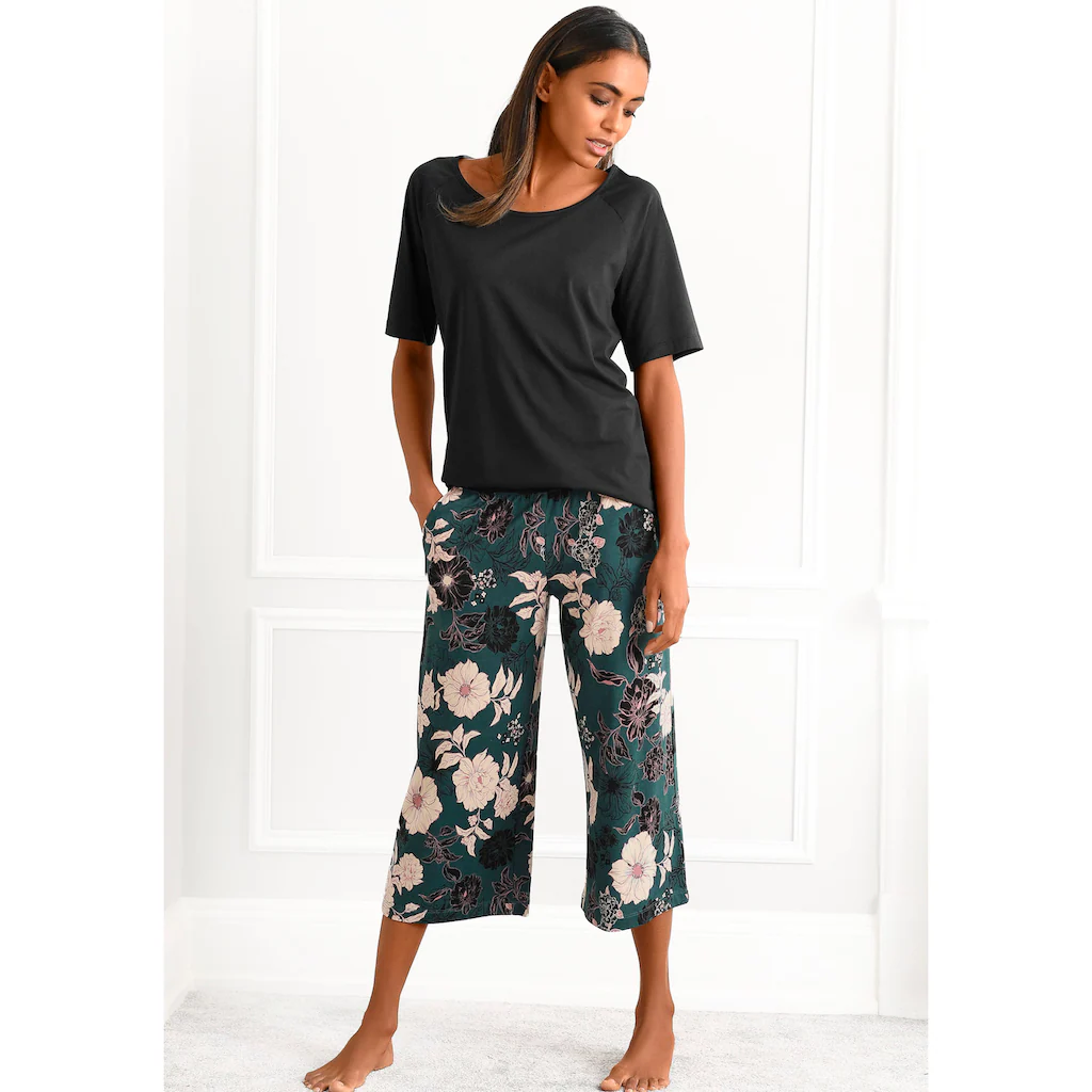 s.Oliver Bodywear Capri-Pyjama Shirt mit halblangen Ärmeln