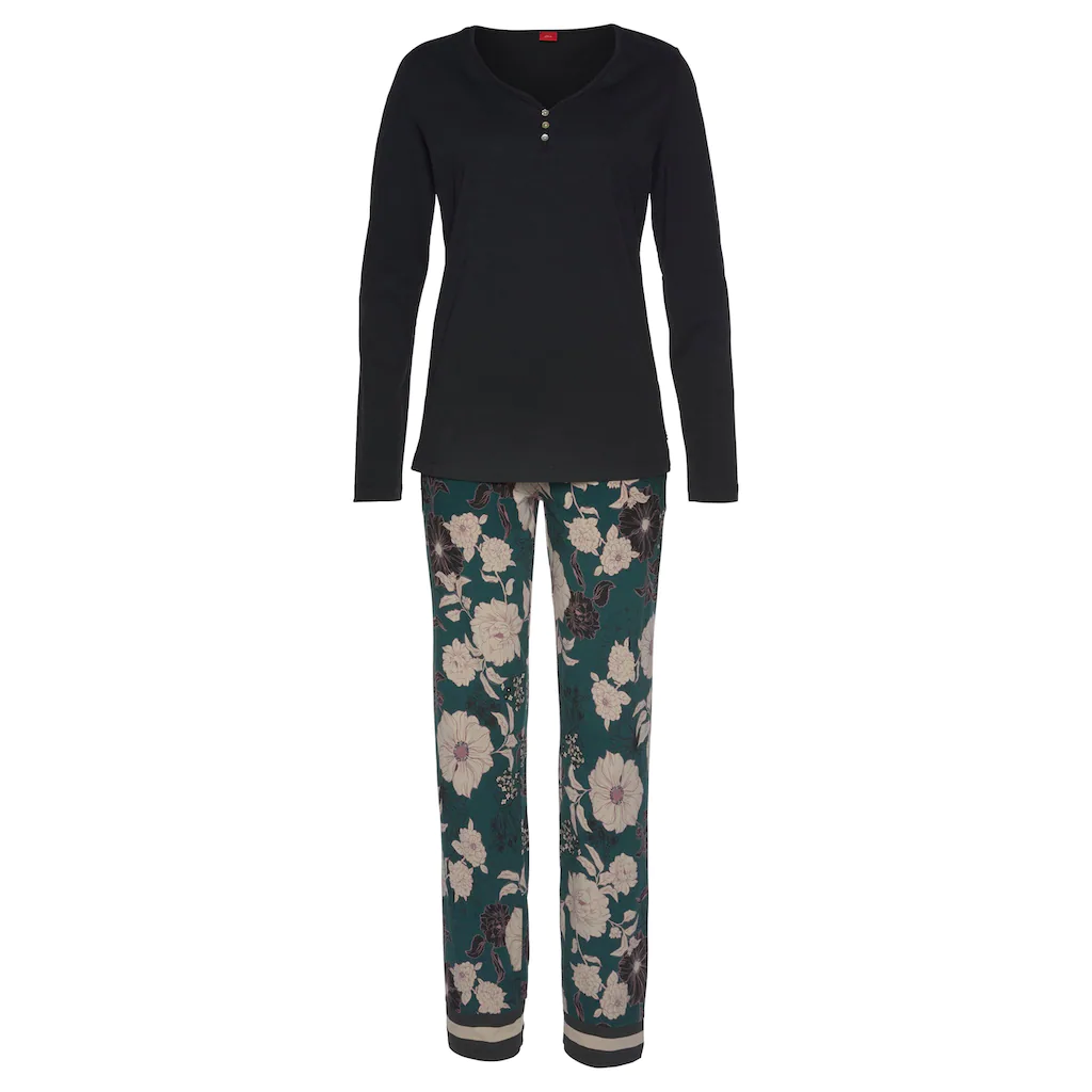 S.Oliver Bodywear Pyjama Mit Kotrastigen Abschlüssen