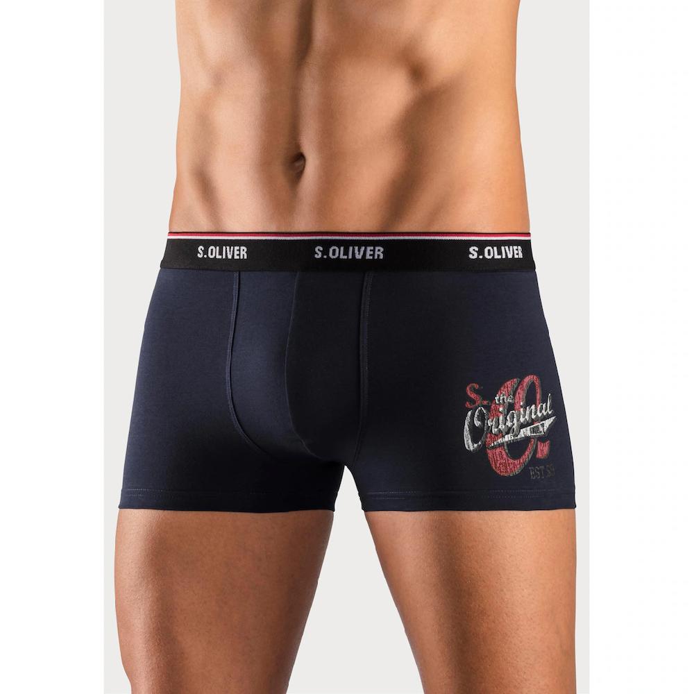 S.Oliver Boxer »Boxershorts Für Herren« (Packung 3 St.) Mit Print Auf Dem Bein Online Kaufen