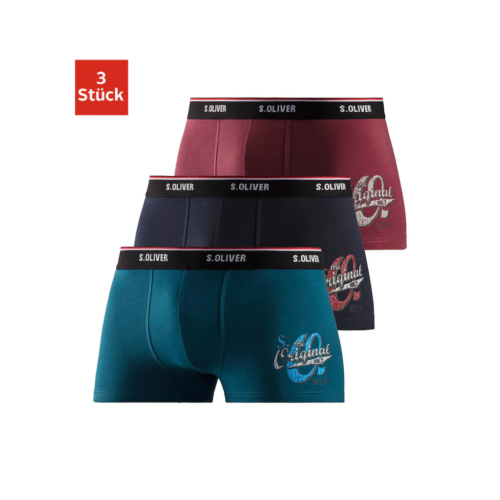 s.Oliver Boxer »Boxershorts für Herren« (Packung 3 St.) mit Print auf dem Bein online kaufen