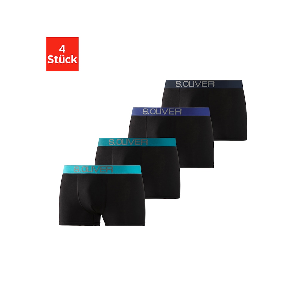 s.Oliver Boxer »Boxershorts für Herren« (Packung 4 St.) mit kontrastfarbenem Webbund ▷ für